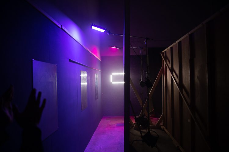 The set of the nightclub scene in Artlist's Valentine's ad
